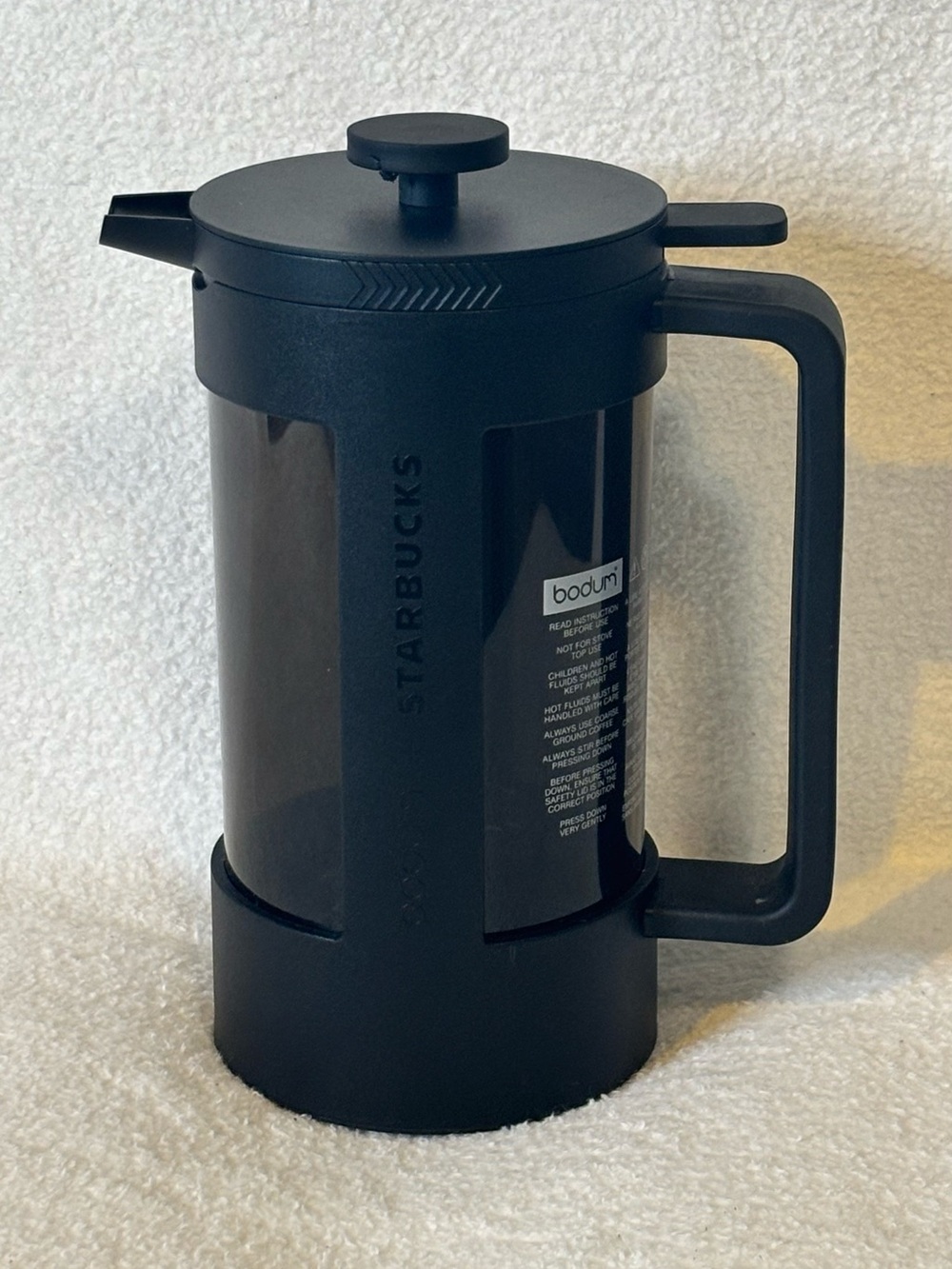 Bodum Black French Press with White Logo Text